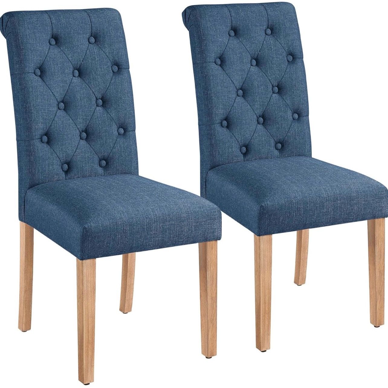 Dining Chairs Set of 2 Fabric Upholstered Dining Room Chairs with Button Tufted High Back and Solid Wood Legs for Kitchen/Living Room/Restaurant, Mode