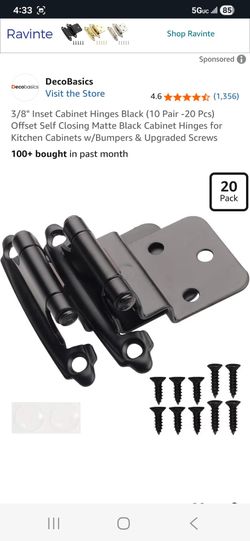 20 BRAND NEW 3/8" Black hinges (kitchen/bathroom)