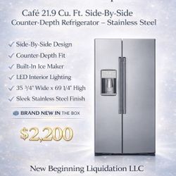 Cafe- 21.9 Cu. Ft Side-By-Side Counter Depth, Customizable Stainless Steel Refrigerator