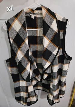 Cato Plaid Open-Front Vest XL