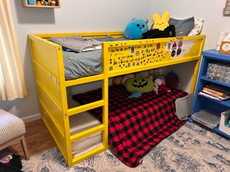IKEA Kura bed, painted yellow