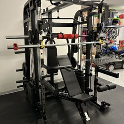 Smith Machine 300 | Adjustable Bench | 245lb Cast Iron Olympic Weights | 7ft Olympic Bar | Fitness | Gym Equipment | FREE DELIVERY 🚚 