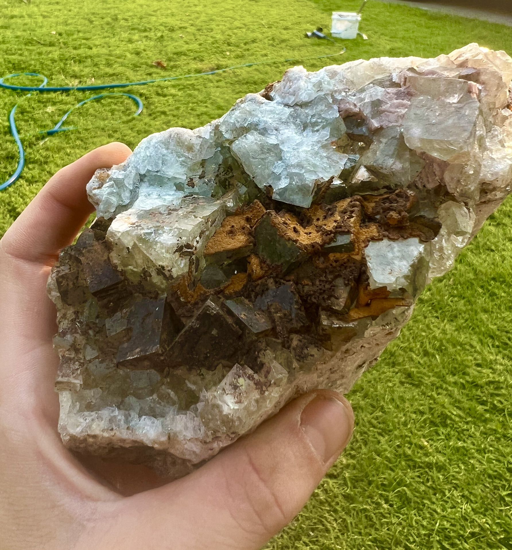 Fluorite on Quartz Crystal Cluster Specimen Lg 