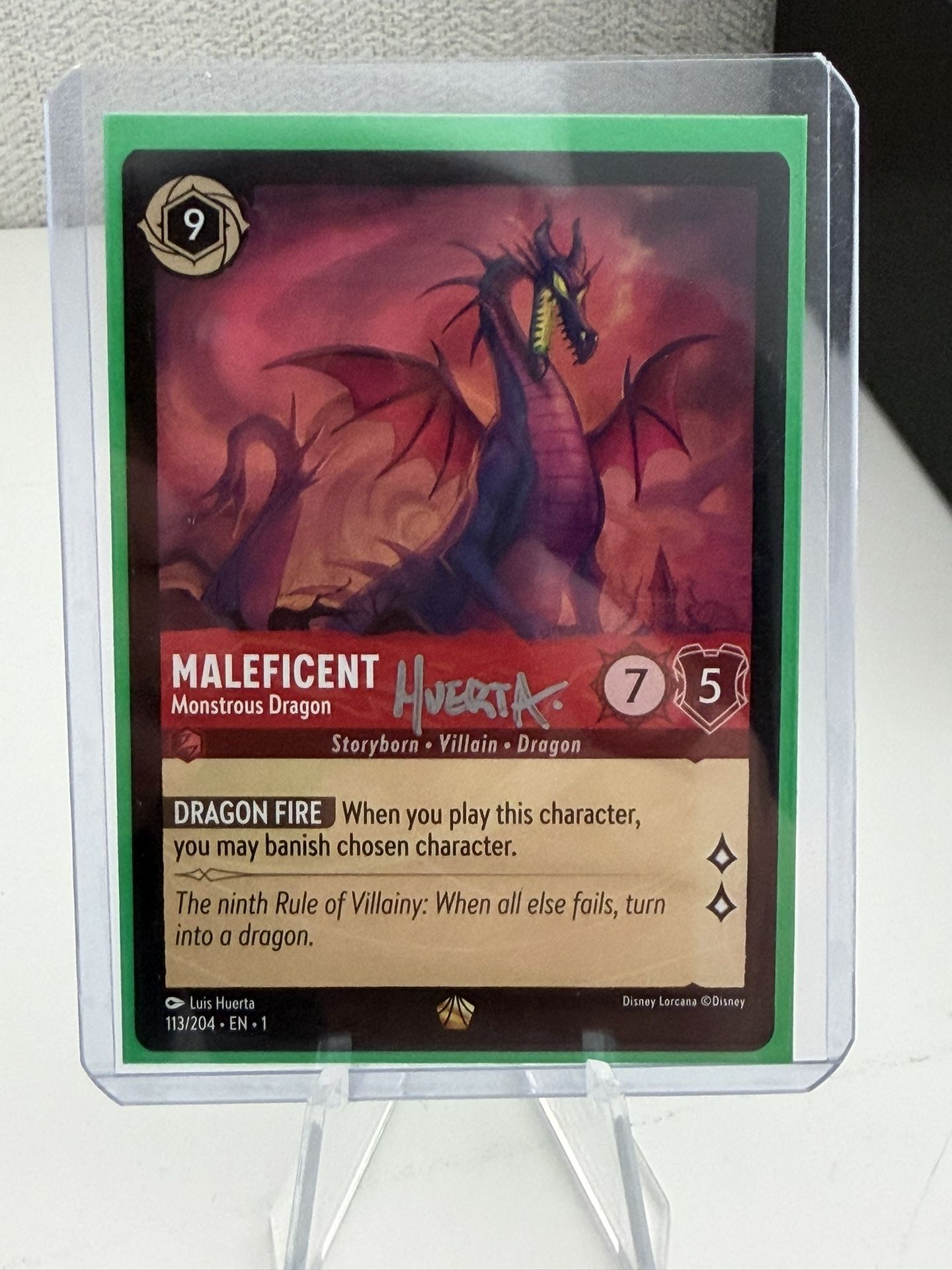 Artist autograph Luis Huerta Disney lorcana maleficent Dragon (FIRST CHAPTER)