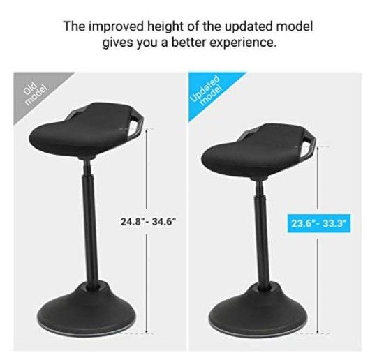 Standing Desk Chair, Adjustable Ergonomic Standing Stool, 23.6"-33.3", Swivel Sitting Balance Chair, Anti-Slip Bottom Pad, Black