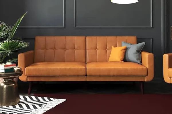 Better Homes & Gardens Nola Modern Futon, Camel Faux Leather