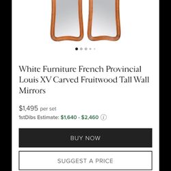 White Furniture French Provincial Louis XV Carved Fruitwood Tall Wall Mirrors