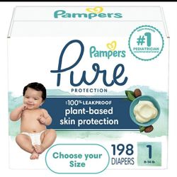Pampers Pure Baby Diapers Size One 198 Count. $65+tax in store.