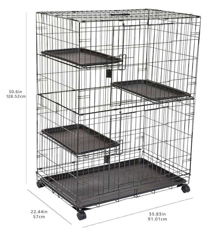 Cat Playpen Box Crate Kennel Large 3-Tier