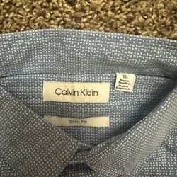Calvin Klein Blue Dress Shirt Size 18 Regular – Youth / Young Men – Long Sleeve
