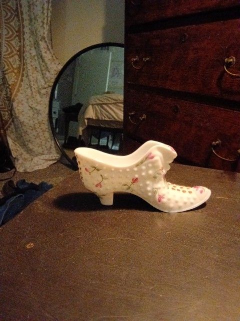 Vintage Hobnail Milk Glass/Fenton Hand Painted