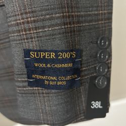 38L Grey/brown paid Suit Jacket