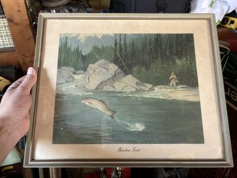 1944 Lynn Bogue Hunt Rainbow Trout Fishing Print - Original In Frame