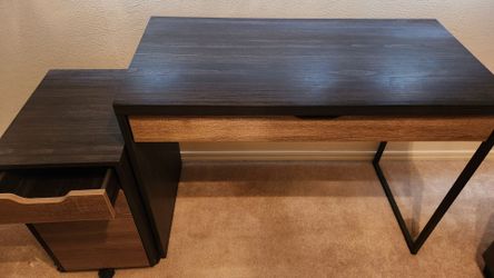 Desk with small file cabinet