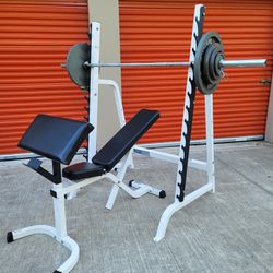 Parabody  Squat Rack  w/  Bench  &  Weights  Price Firm. Delivery Avail. Read Below.