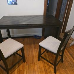 High Top Table W / Two Chairs And a Side Wine Rack