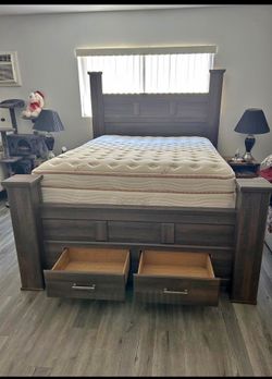 Queen bed mattress and frame