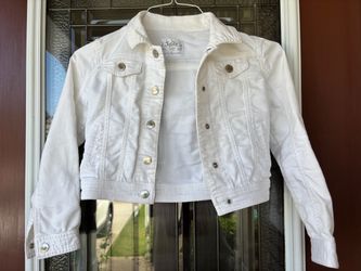 JUSTICE brand white jeans jacket size 6/7