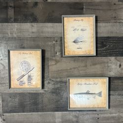 Set Of 3: Fishing Prints 