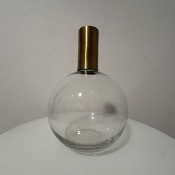 Round Glass Vase with Brass Neck