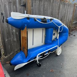 8 Ft Achilles Hard Bottom Raft Dinghy With Cart