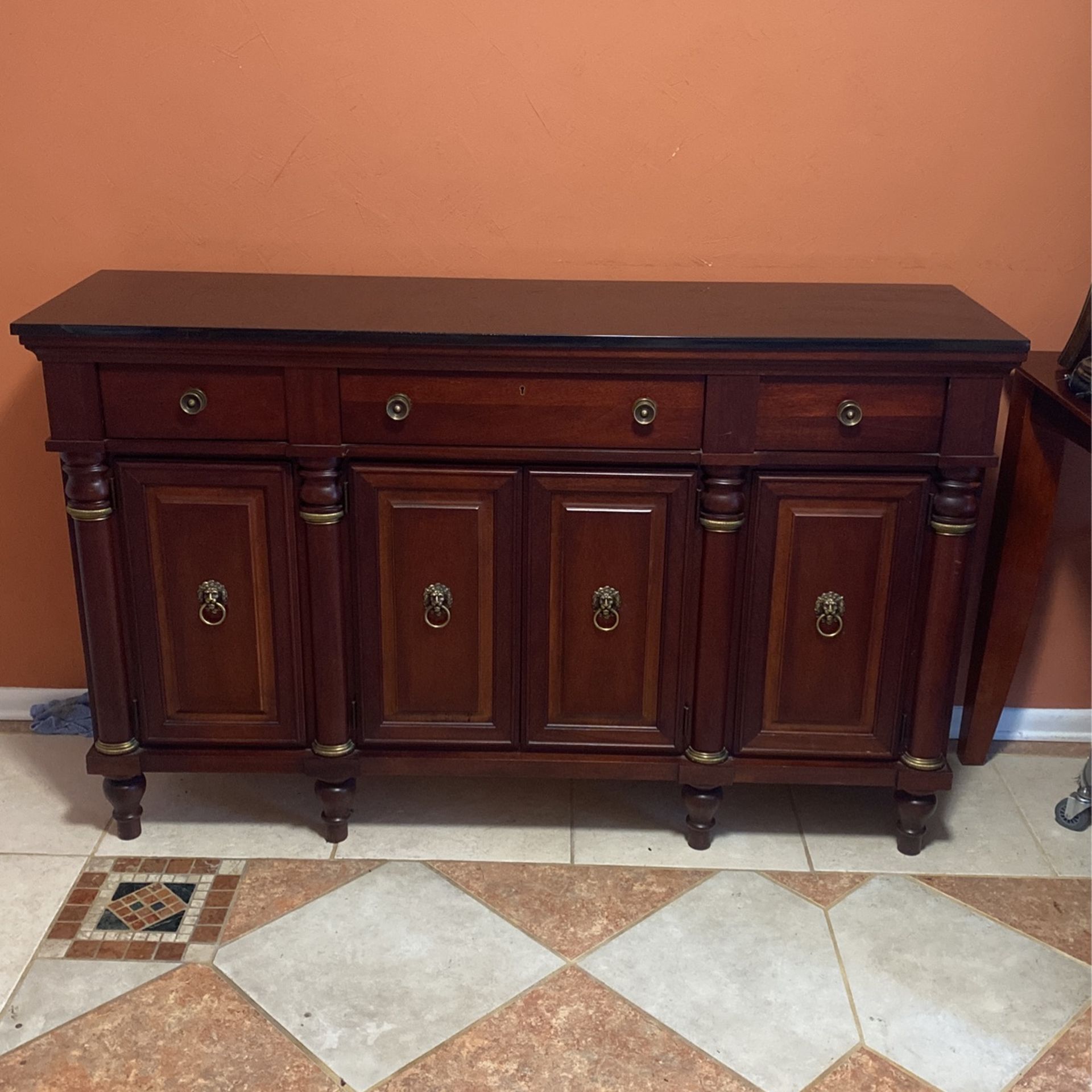 Stanley Furniture- Oak wood, Black Marble Entryway Table