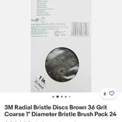  Radial Bristle Discs Brown 36 Grit Coarse 1" Diameter Bristle Brush