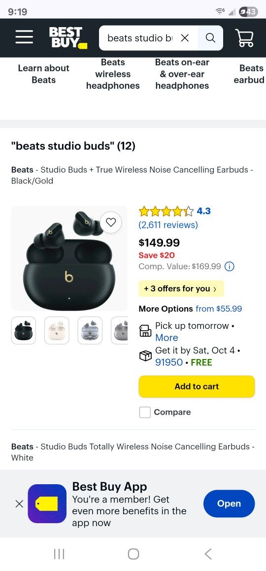 Beats Studio Noise Cancelling Earbuds