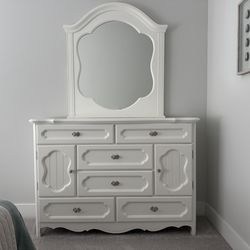 LARGE DRESSES WITH MIRROR AND MATCHING NIGHTSTAND SET
