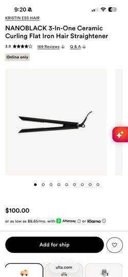 Kristen Ess NANOBLACK 3-In-One Ceramic Curling Flat Iron Hair Straightener