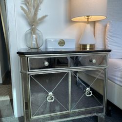 Beautiful Zgallerie Glass and Granite Top Side Table/Nightstand