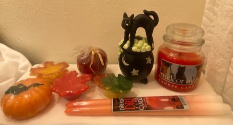 Yankee Candle Vintage Halloween Collection Trick Or Treat Cat Cauldron Glow Dreadful Drip Fall