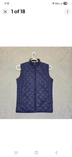 Peter Millar Crown Essex Quilted Vest Sleeveless Jacket Blue Boys Large 11 12 Yo
