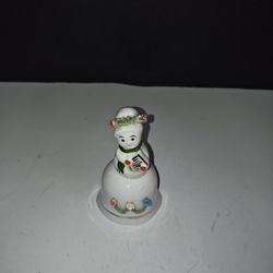 Vintage Snowman Snowlady Bell Winter Christmas Decor Taiwan Fine Bone China