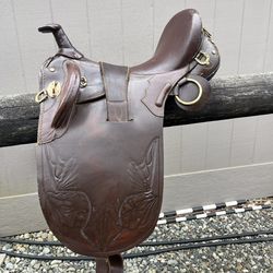 Brown Leather Aussie Australian Saddle 14 1/2”