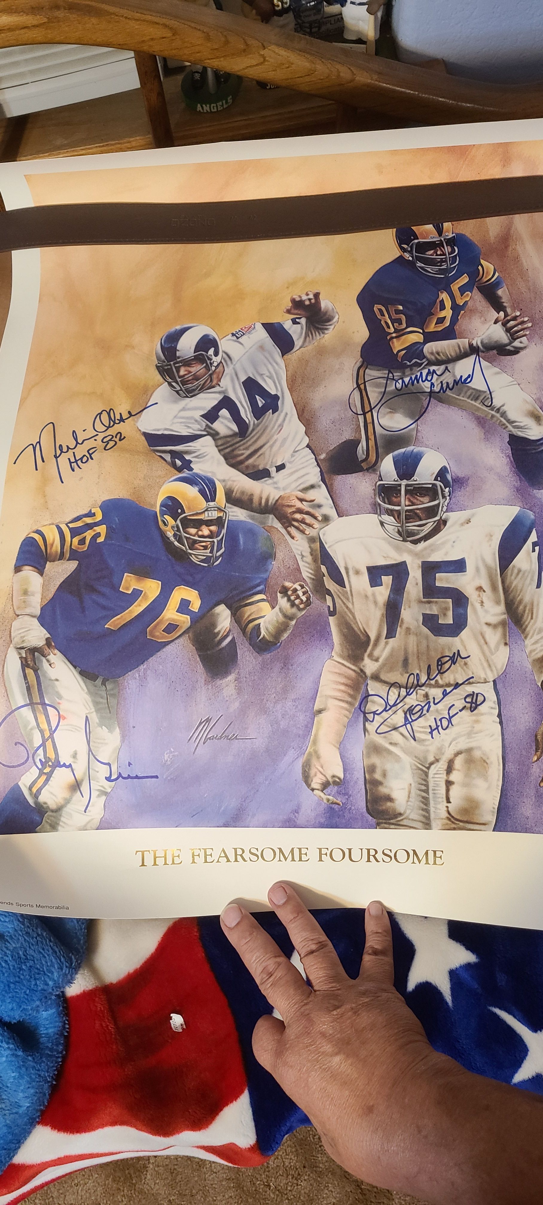 Autograph Signed Rams Fearsome Foursome Deacon Jones, Merlin Olsen, Rosey Grier, & Lamar Lundy