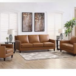 West Park 3-piece Leather Set - Sofa, Loveseat Couch set from Costco brand new