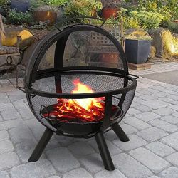 Fire Pit 35" Outdoor fire pit BBQ Grill Large Round PitPatio Fireplace for Camping Heating