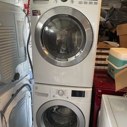 Kenmore and lg Washer and gas dryer Stackable W27 D31 H78 Washer 4.5 cu ft Dryer 7.3 cu ft 3 months warranty parts and labor only I can accommodate de