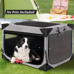 Yurnomy Dog Crate 30x21x21 Inch for Large or Medium Dogs, Portable and Foldable Design Perfect for Travel or Home Use, Dog Kennel with 3-Door