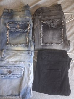 Bundles of stacked jeans /fwrd denim/spark denim/