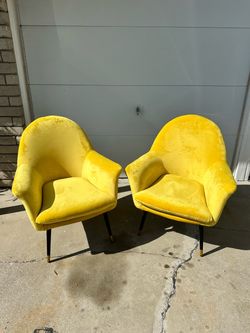 Pair of Beautiful Yellow Accent Chairs