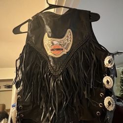 Women’s Hot Leathers Harley Davidson Patch Fringe Vest