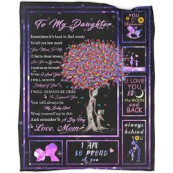 To My Daughter Blanket from Mom Adult Soft Flannel Throw Love You Black 50"x60"