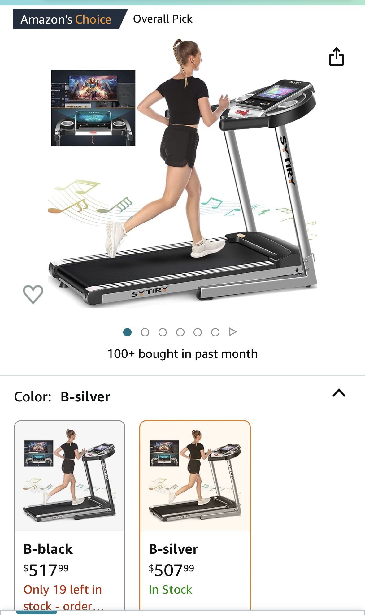 SYTIRY Treadmill with TV Touchscreen 10" HD,3.25HP Folding Incline Treadmills for Home,WiFi Connection,3D Virtual Sports Scene,Facebook,YouTube,Google