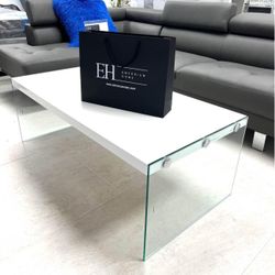 White Glass Modern Coffee Table 