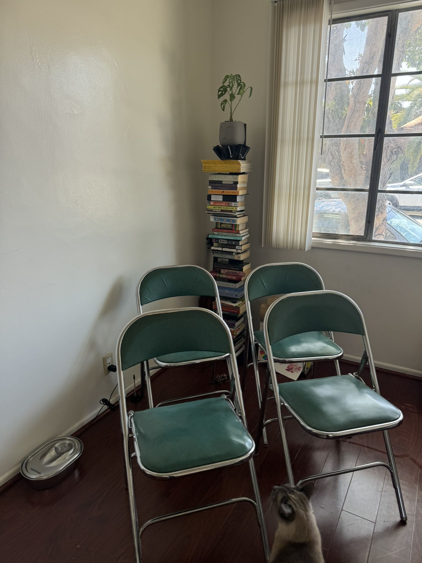Vintage Samsonite Chrome Tubular Chairs Turquoise Folding Chairs