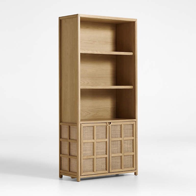 Crate And Barrel Rattan Bookshelf 