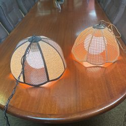 Antique Hanging Lights Each Wicker 
