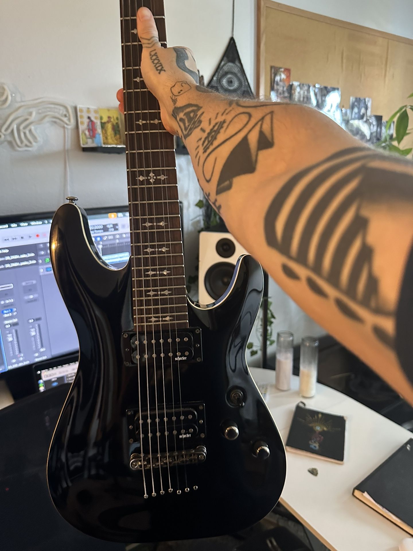 Schecter Omen-7 Seven String Guitar In Gloss Black